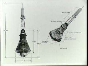 La cpsula Mercury y su torre de emergencia (Foto: NASA)