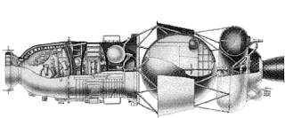 Una cpsula L-1/Zond, unida a su etapa superior Bloque D (Foto: Mark Wade)