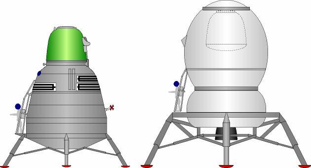 Las dos versiones del mdulo lunar L-3M (1970 y 1972) (Foto: Mark Wade)