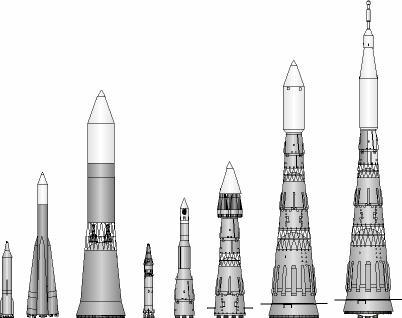 La primera generacin de cohetes N, hasta 1962 (Foto: Mark Wade)