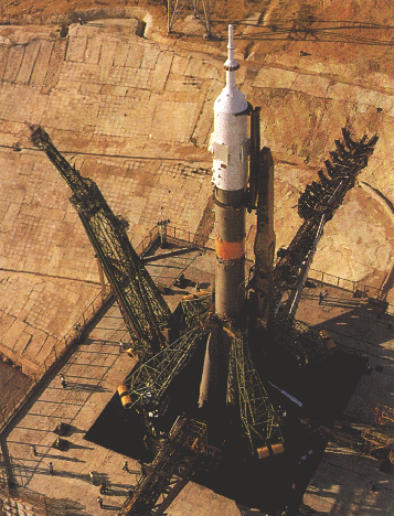 Un cohete Soyuz espera el momento del despegue (Foto: MM)