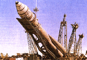 La Vostok-1, sobre la rampa de lanzamiento (Foto: MM)